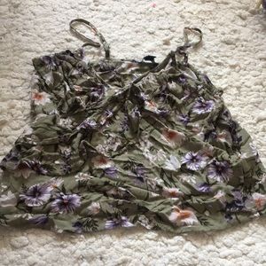 American Eagle Flower Tank top with Ruffles